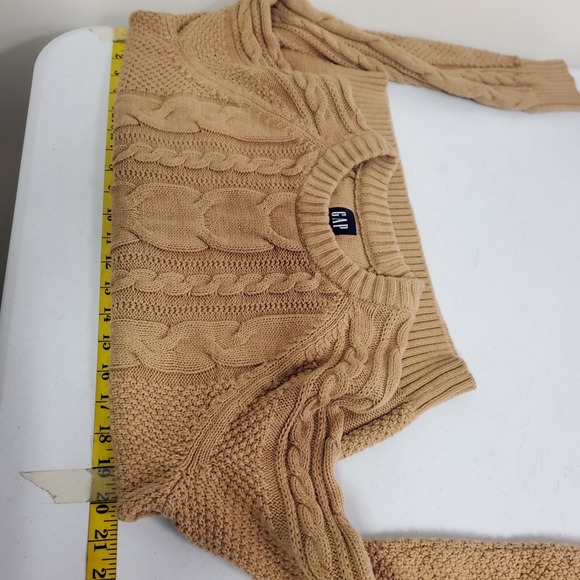 Gap Womens Cable Knit Cotton Sweater Size S Tan Old Money Academia Preppy Layers - Picture 7 of 12